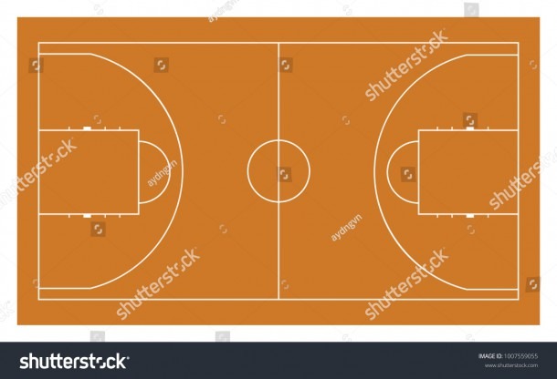 Basketball Court Lines Standard Basketball Field Stock Vector