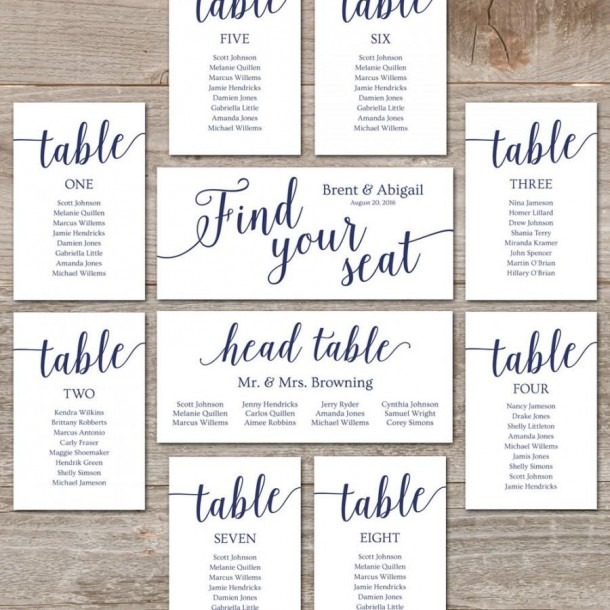 Wedding Seating Chart Template    Diy Seating Cards, Editable