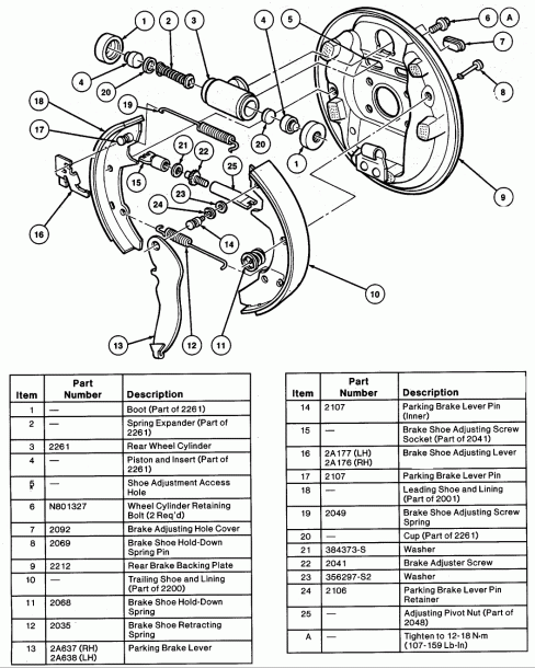 I Need An Exploded View Of The Rear Drum Brakes For A 1997 Taurus