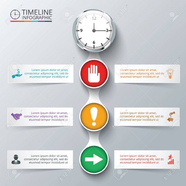 Vector Elements With Watch For Timeline Infographic  Template