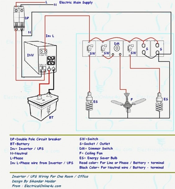 Simple House Wiring Diagram With Inverter Connection Ups