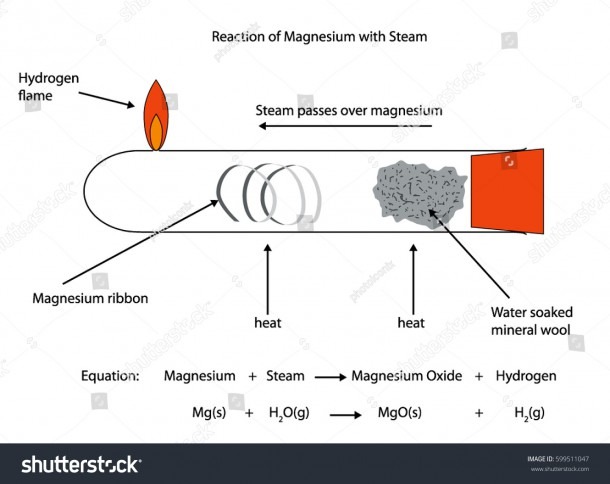 Labeled Diagram Magnesium Reacting Steam Stock Vector (royalty