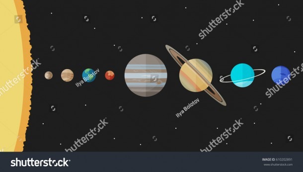 Solar System Main Planets Flat Style Stock Vector (royalty Free