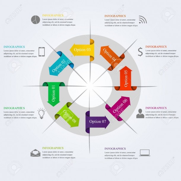 Business Cycle Diagram Infographic Template With Arrows And Icons