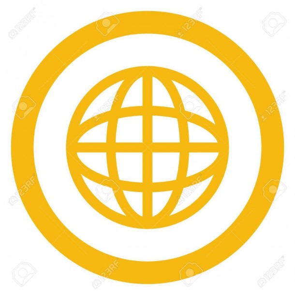 Simple Flat Design Earth Globe Diagram Inside Circle Icon Vector