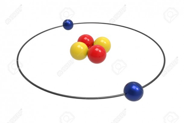 Bohr Model Of Helium Atom With Proton, Neutron And Electron