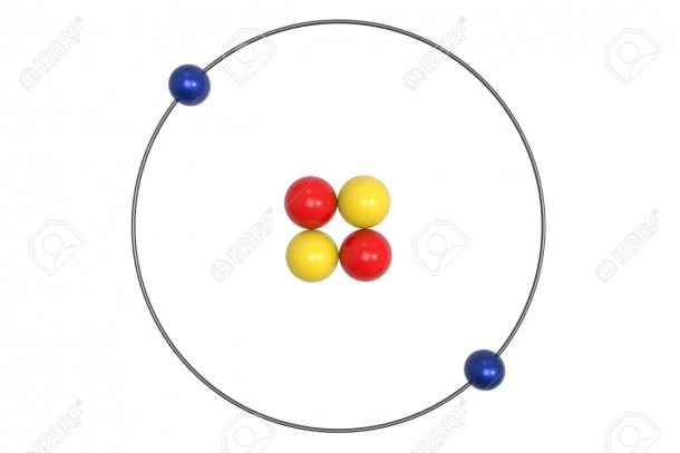 Helium Atom Bohr Model With Proton, Neutron And Electron  3d