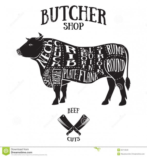 Butcher Cuts Scheme Of Beef Stock Vector