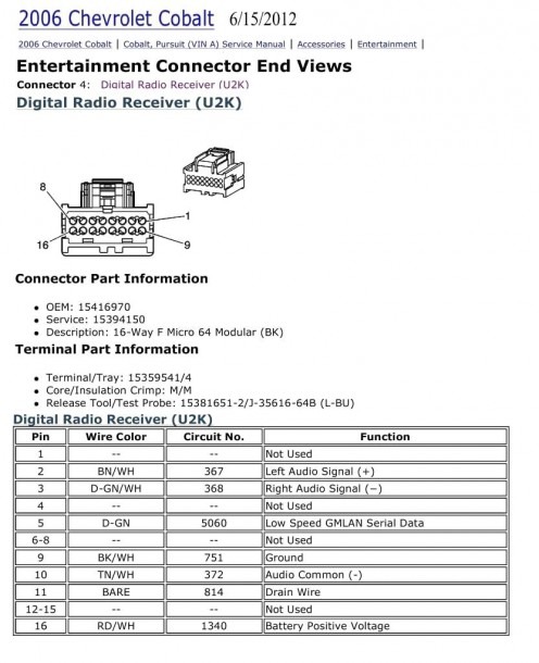 2006 Chevy 2500 Radio Wiring Harness