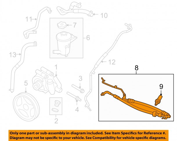 Ford Oem Power Steering Pressure Hose 9l3z