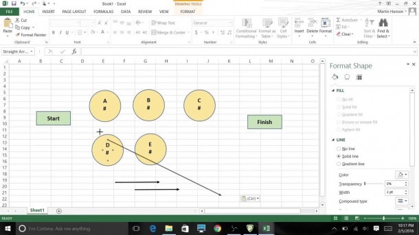 Using Excel 2013 Graphic Tools To Create Network Diagrams