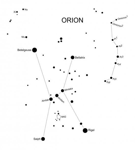 Diagram Of Orion Constellation