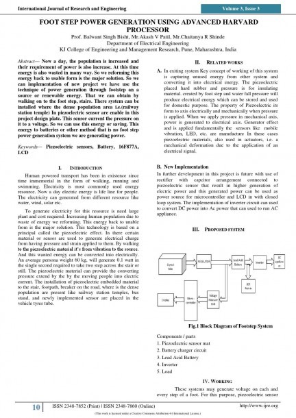 Ijre 2 Foot Step Power Generation Using Advanced Harvard Processor