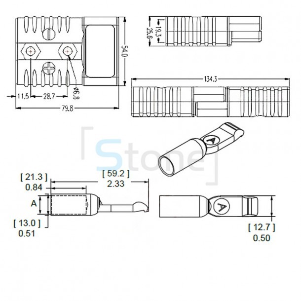 Pair Of Blue 175a Auto Truck Rv Power Pole Joints Plug Connector