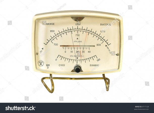 Household Aneroid Barometer Hygrometer Thermometer Isolate Stock